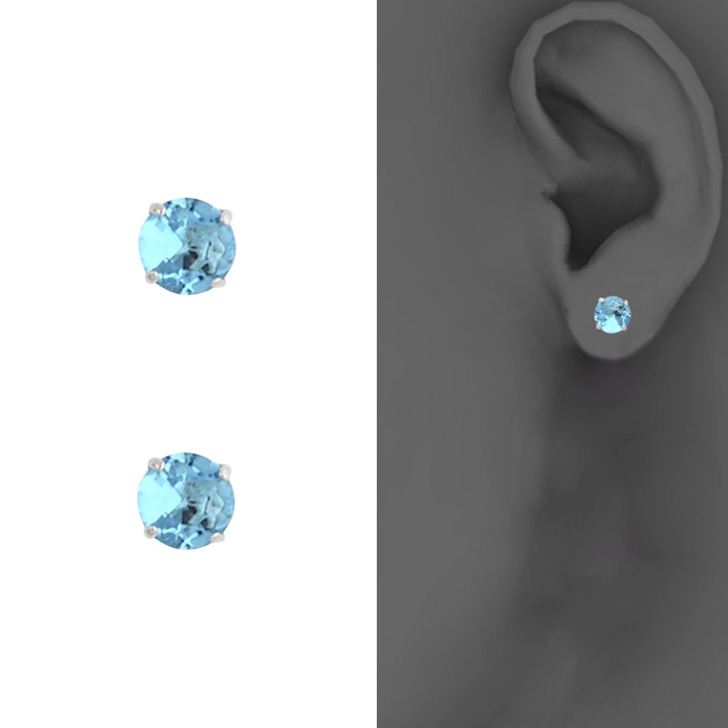 14k White Solitaire Birth Stone Stud - December 54$